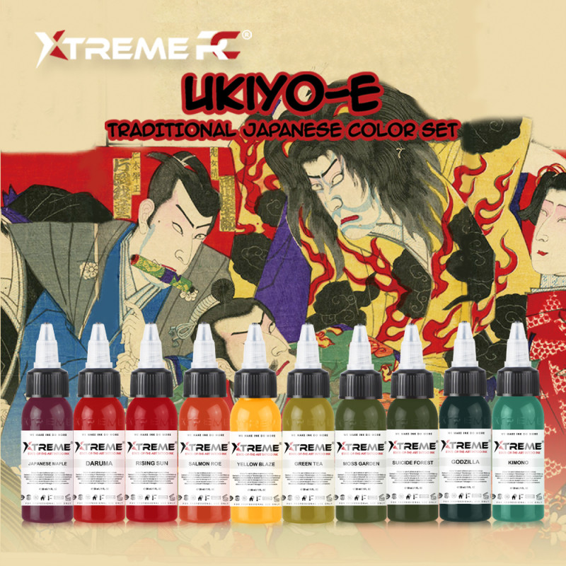 xtreme ink ukiyo e traditional japanese color set 10x30ml ( eu reach compliant)